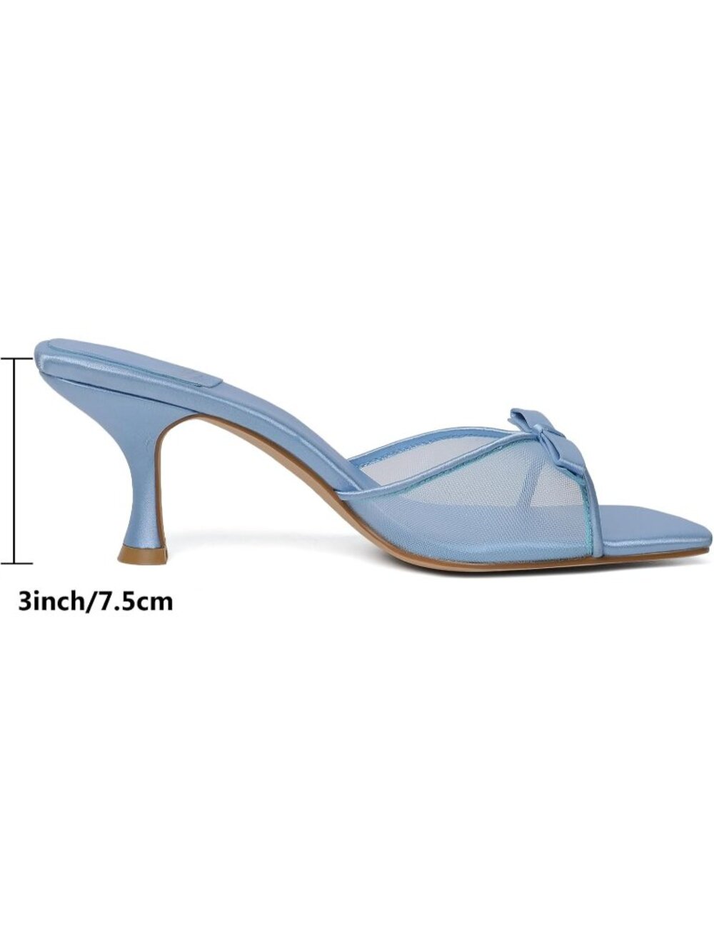 Women's Blue Round Toe Kitten Heels Stiletto Strapless Backless Party Sandals - Picture 4 of 6